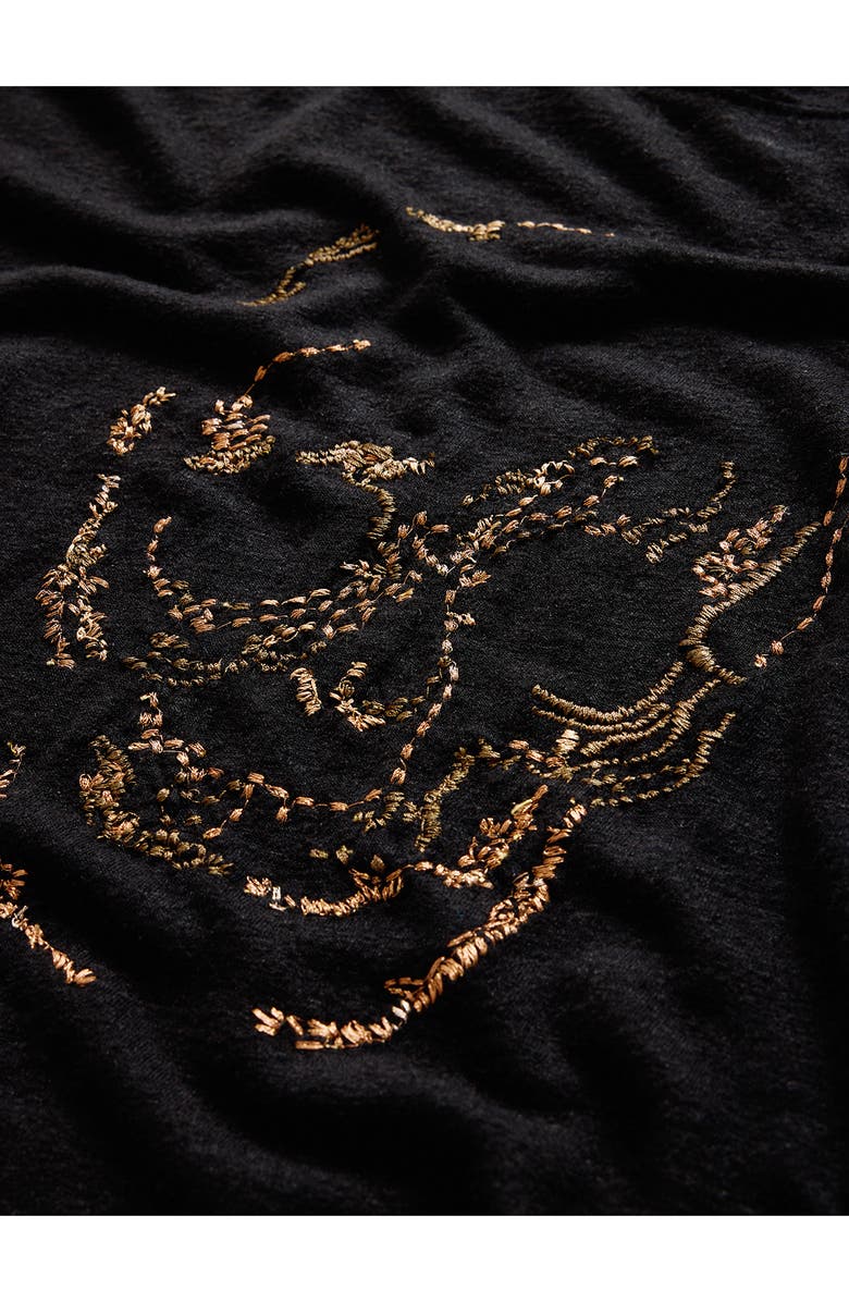 John Varvatos Embroidered Linen Blend T-Shirt, Alternate, color, 