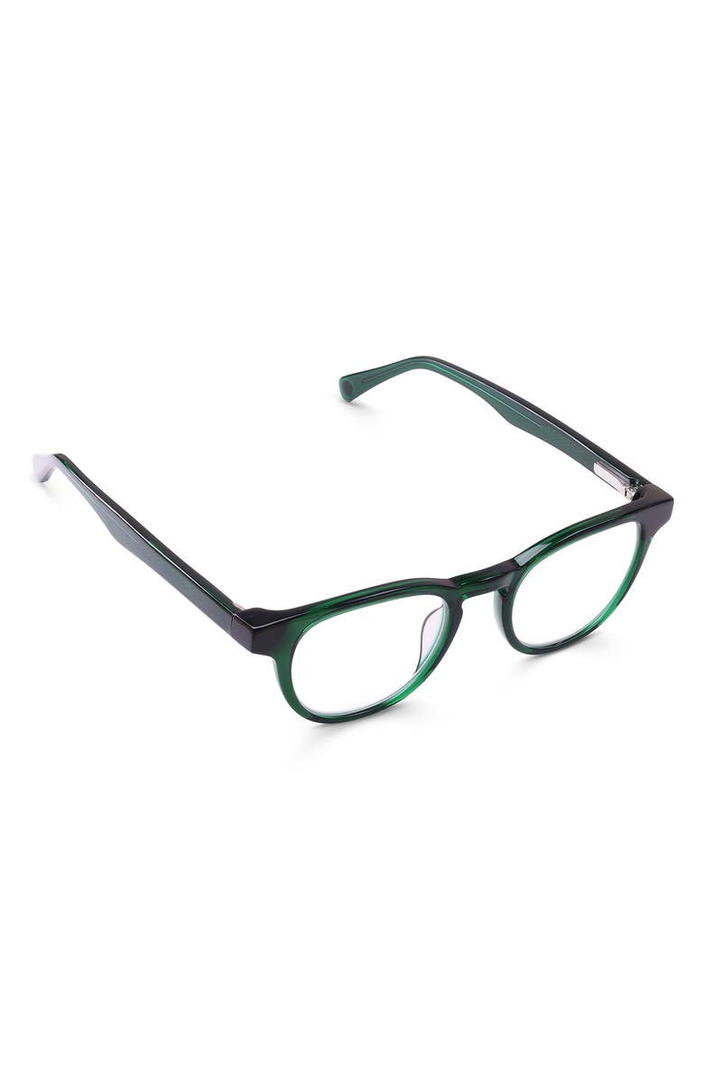 eyebobs Clearly 46mm Round Blue Light Blocking Glasses, Alternate, color, Emerald Green Crystal