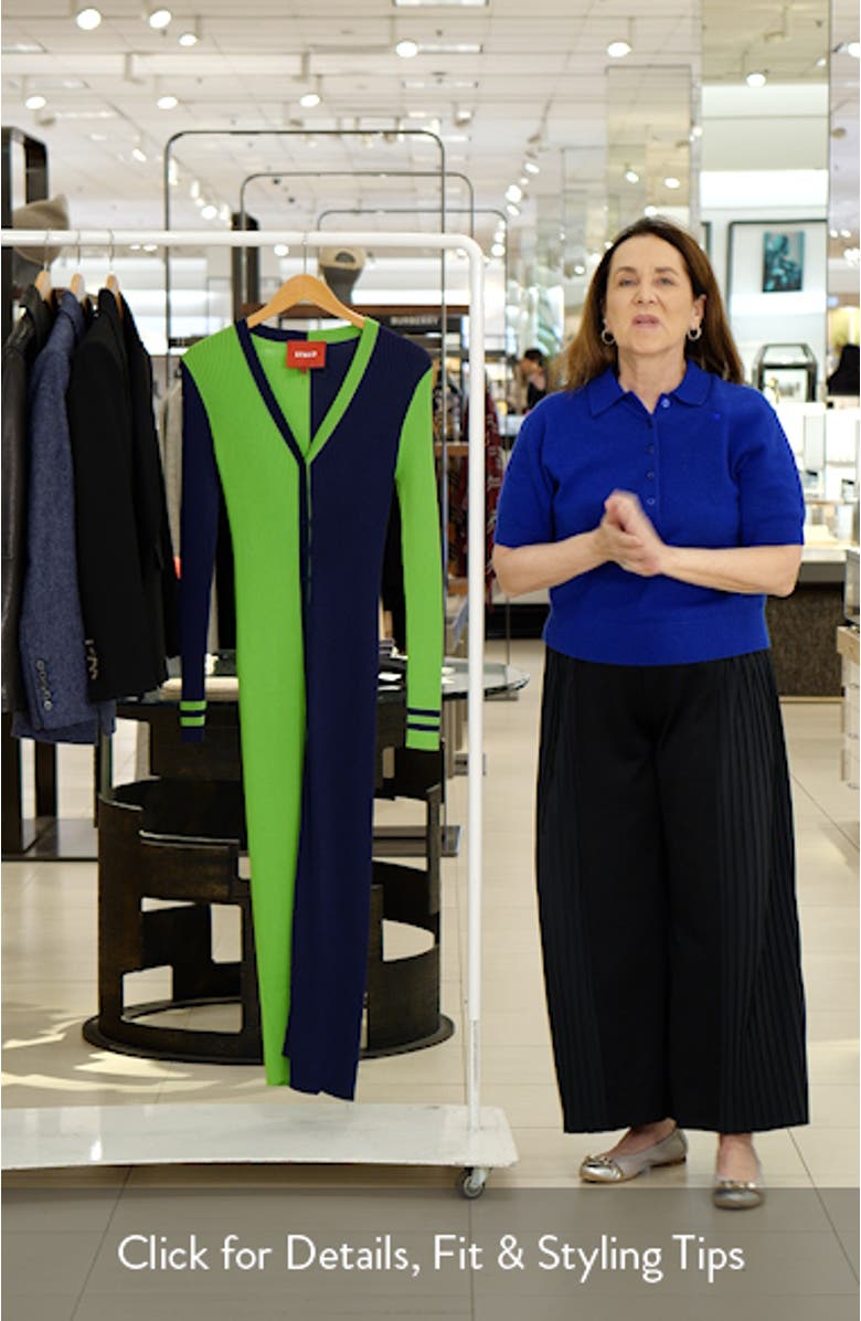 Women's Neon Green/Navy Seattle Seahawks Shoko Knit Button-Up Sweater Dress, sales video thumbnail