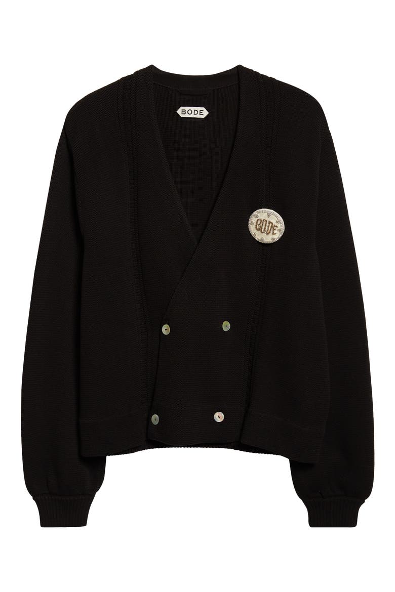 Double Breasted Cotton Cardigan, Alternate, color, BLACK