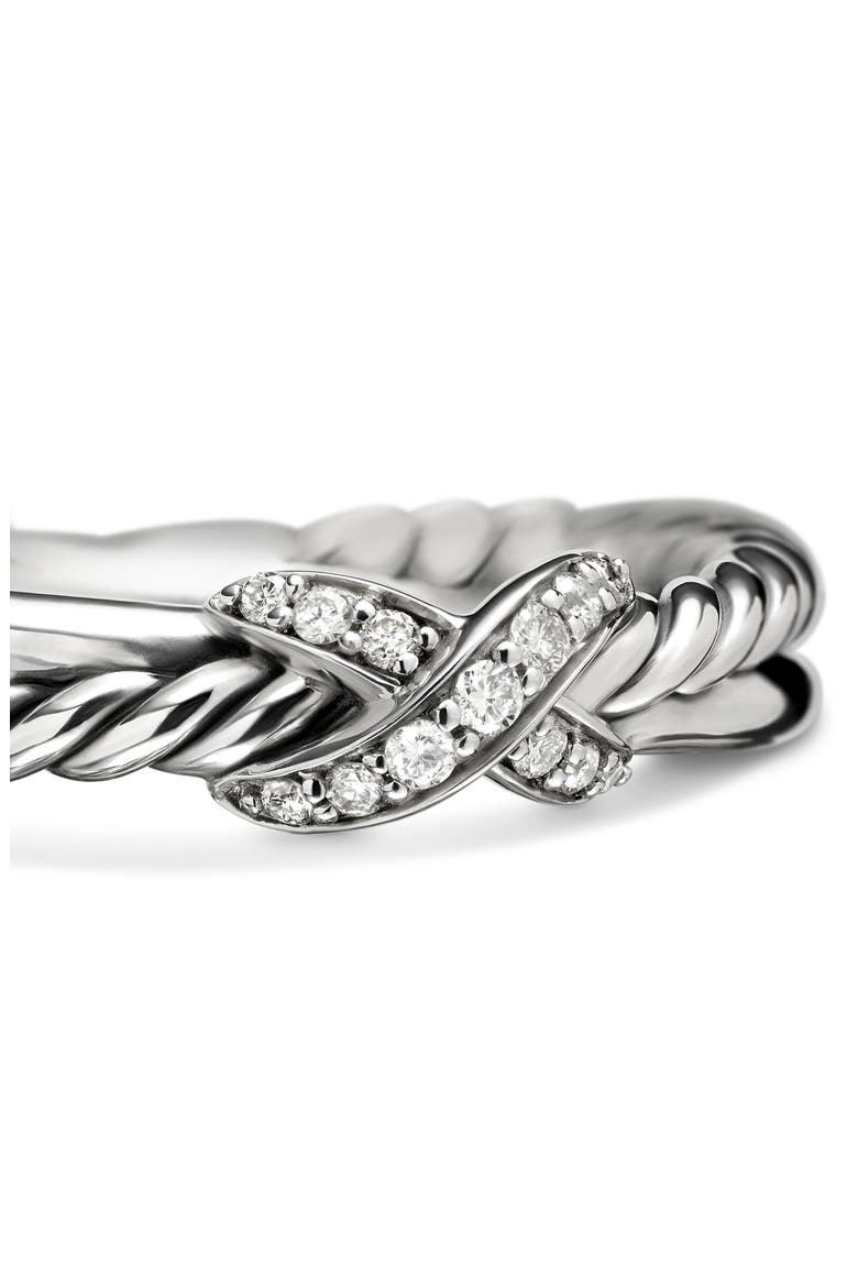 Petite X Diamond Ring, Alternate, color, DIAMOND/ SILVER