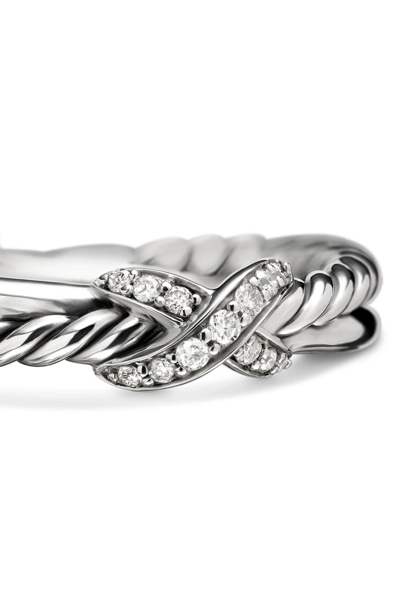 David Yurman Petite X Diamond Ring, Alternate, color, Diamond/ Silver