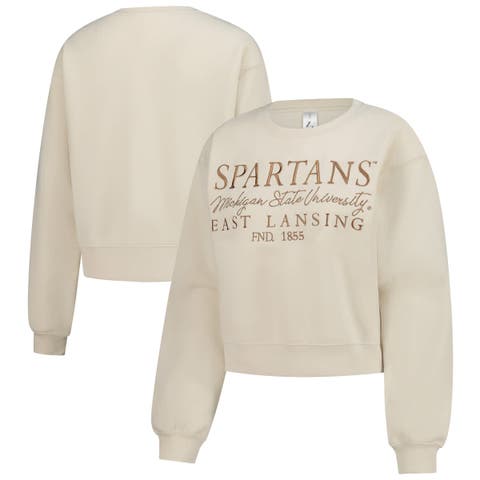 Women's ZooZatz Sand Michigan State Spartans Cropped Crewneck Sweatshirt