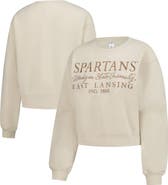 ZOOZATZ Women's ZooZatz Sand Michigan State Spartans Cropped Crewneck Sweatshirt