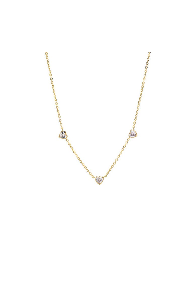 BY ADINA EDEN Triple CZ Heart Bezel Station Necklace, Main, color,