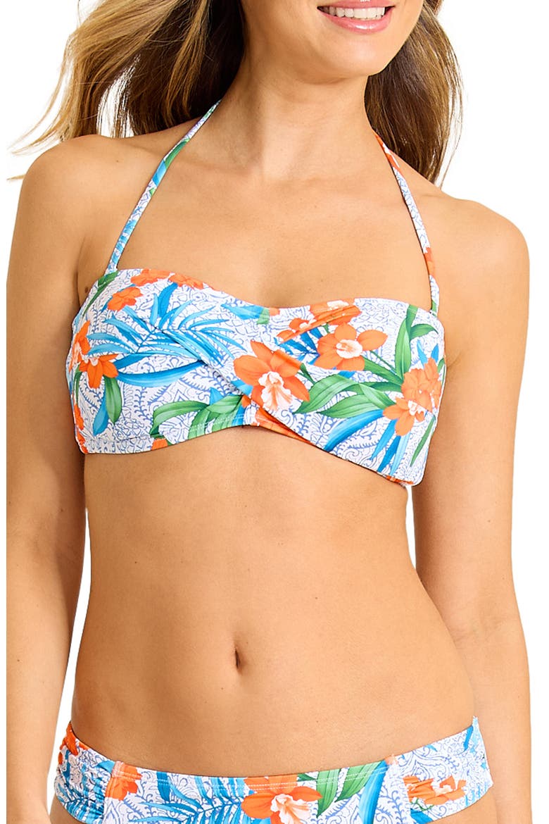 Tropical Twist Bandeau Bikini Top, Alternate, color, WHITE
