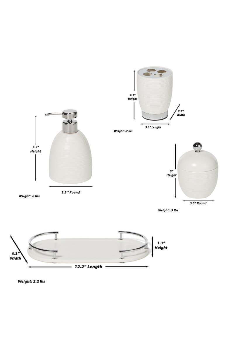 ROSELLI TRADING COMPANY Dubai 4-Piece Ceramic Bathroom Accessory Set, Alternate, color, White