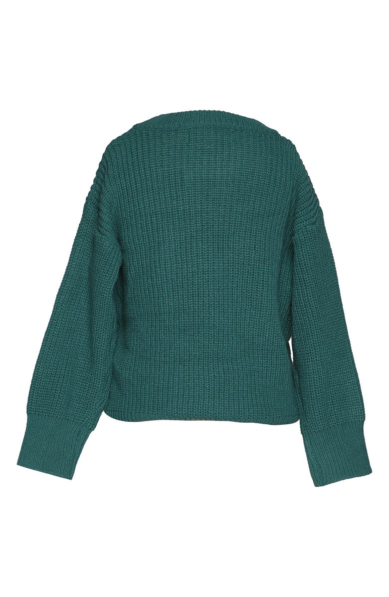 Truly Me Kids' Joy Holiday Crystal Embellished Graphic Sweater, Alternate, color, Forest Green