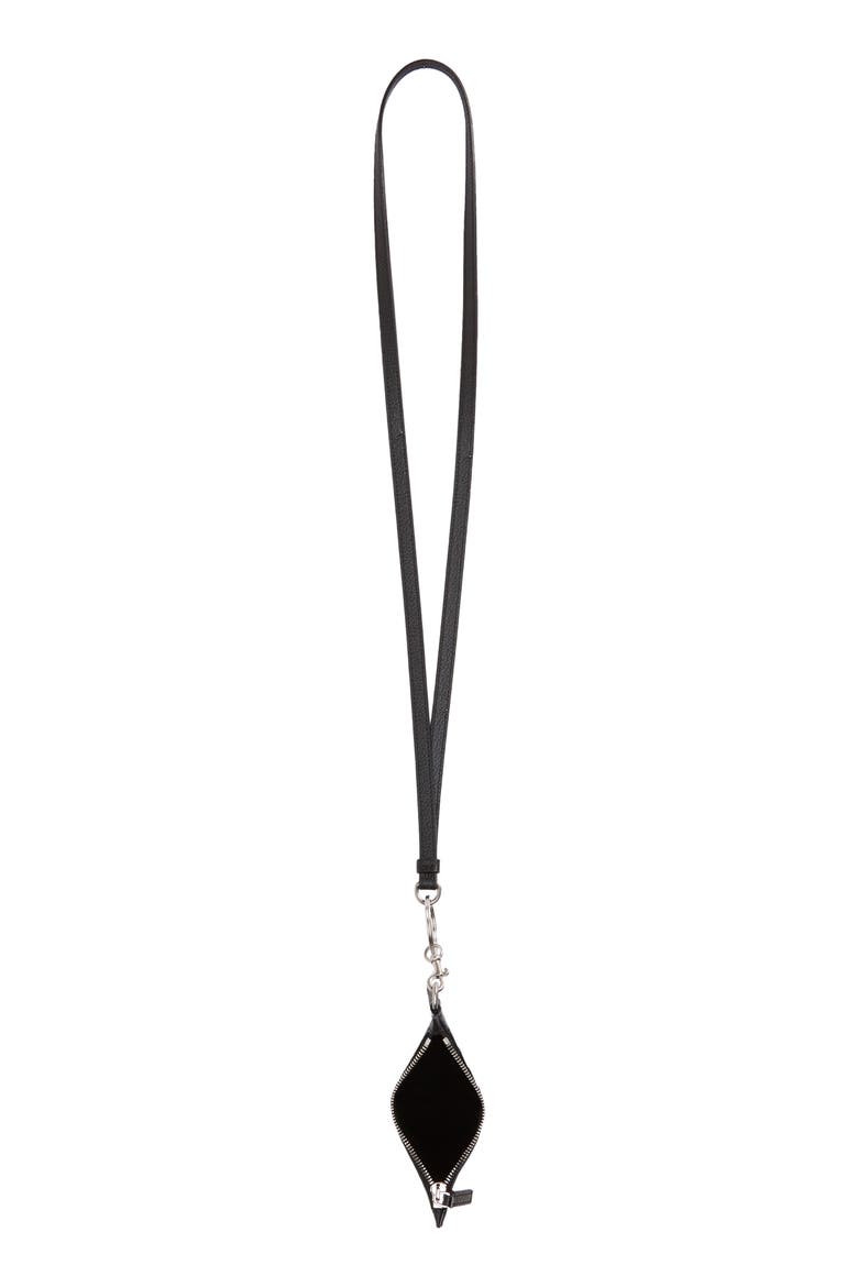 New York Leather Lanyard Card Case, Alternate, color, BLACK/ WHITE