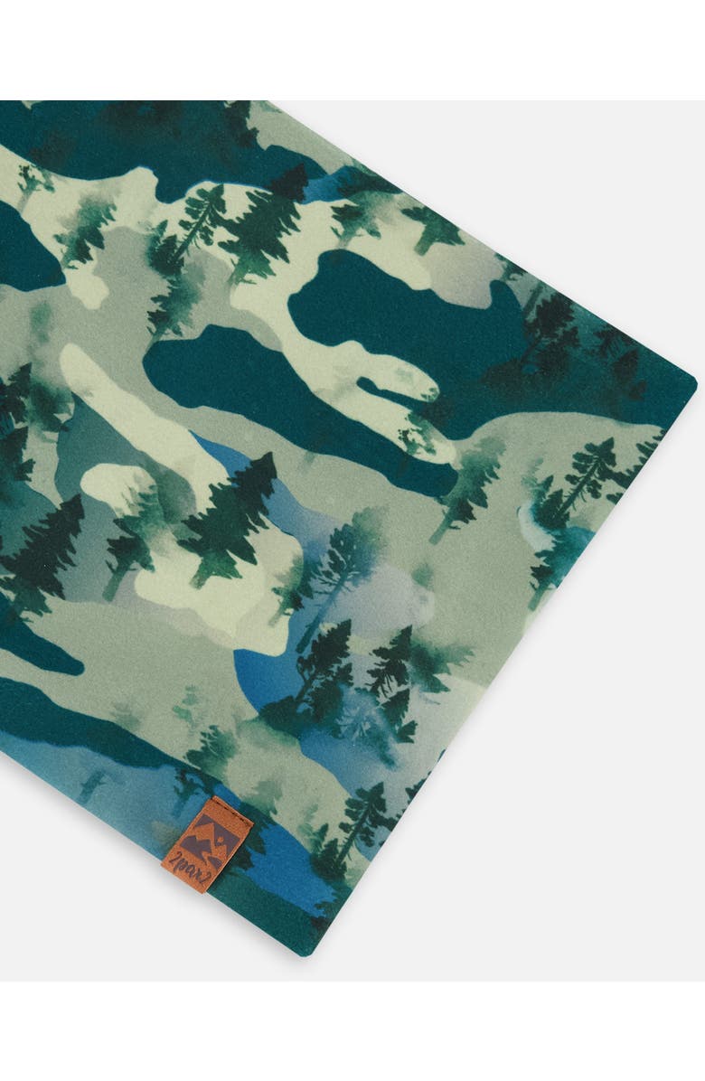 Deux par Deux Boy's Printed Neck Tube Forest Green With Black Pines, Alternate, color, 