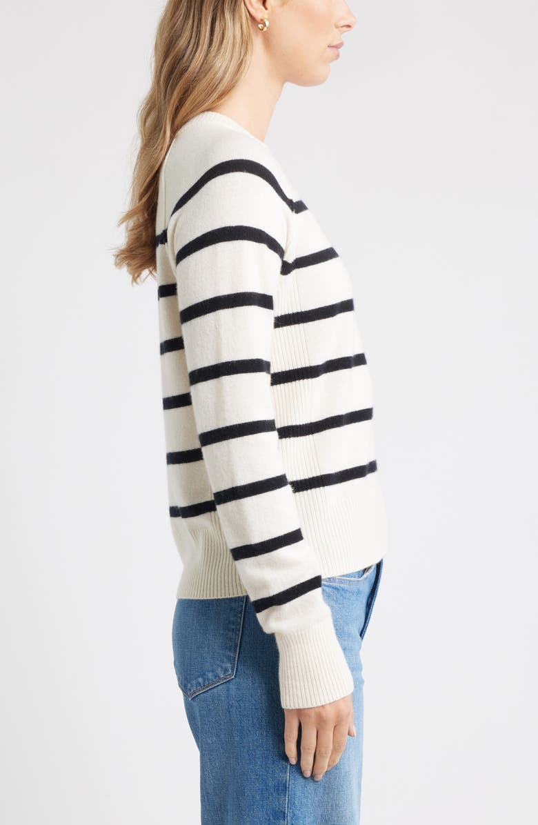 Caslon<sup>®</sup> Raglan Sleeve Wool & Cashmere Sweater, Alternate, color, Ivory- Black Cammie Stripe