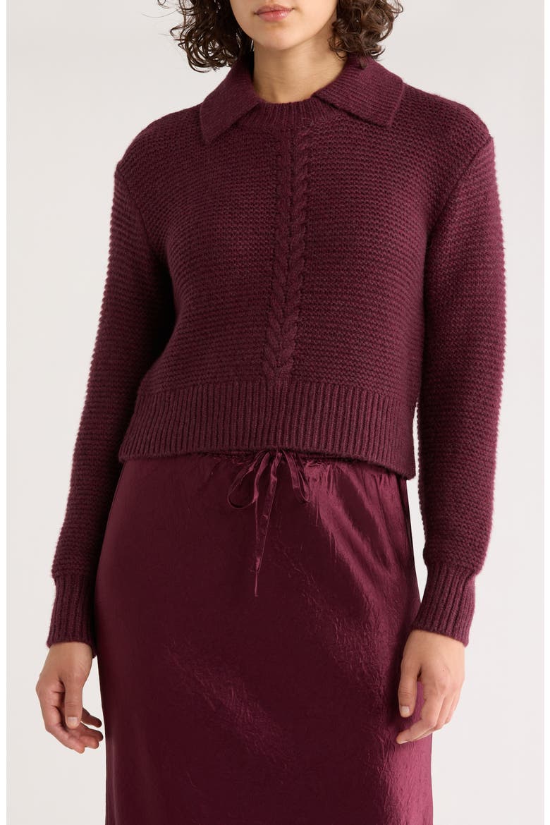 Everly Cable Detail Polo Sweater, Main, color, FIG