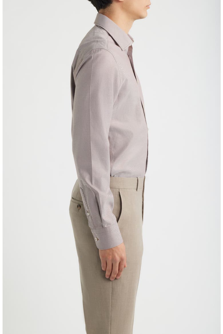Royal Twill Slim Fit Solid Non-Iron Cotton Dress Shirt, Alternate, color, BROWN