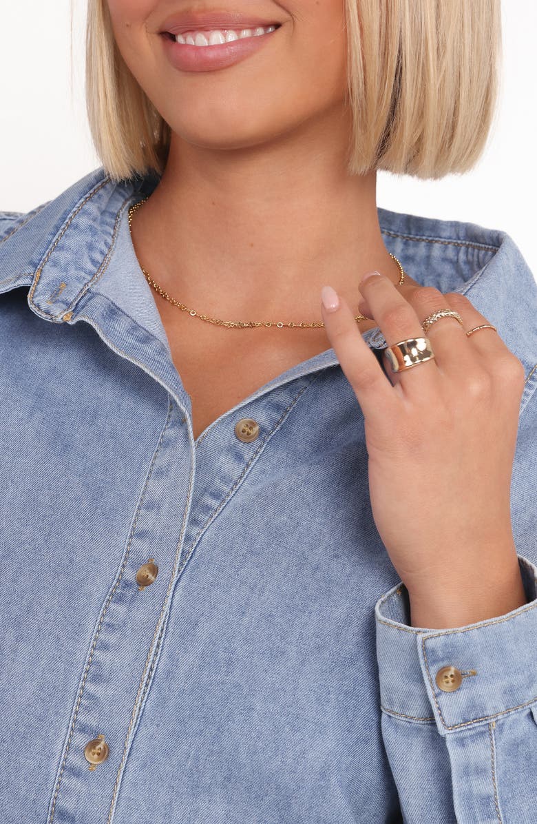 Petal & Pup Antonella Denim Button-Up Shirt, Alternate, color, Denim Blue