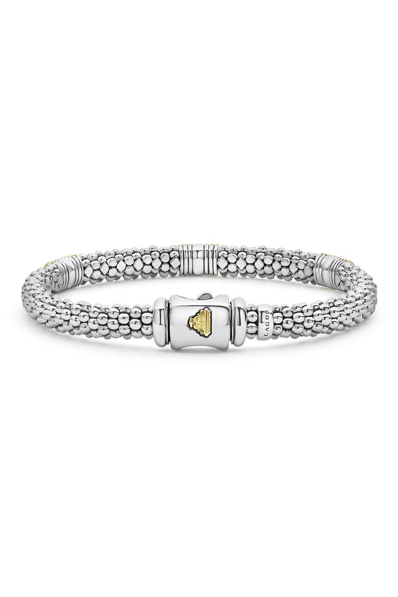 Signature Caviar Diamond Station Bracelet, Alternate, color, TWO-TONE