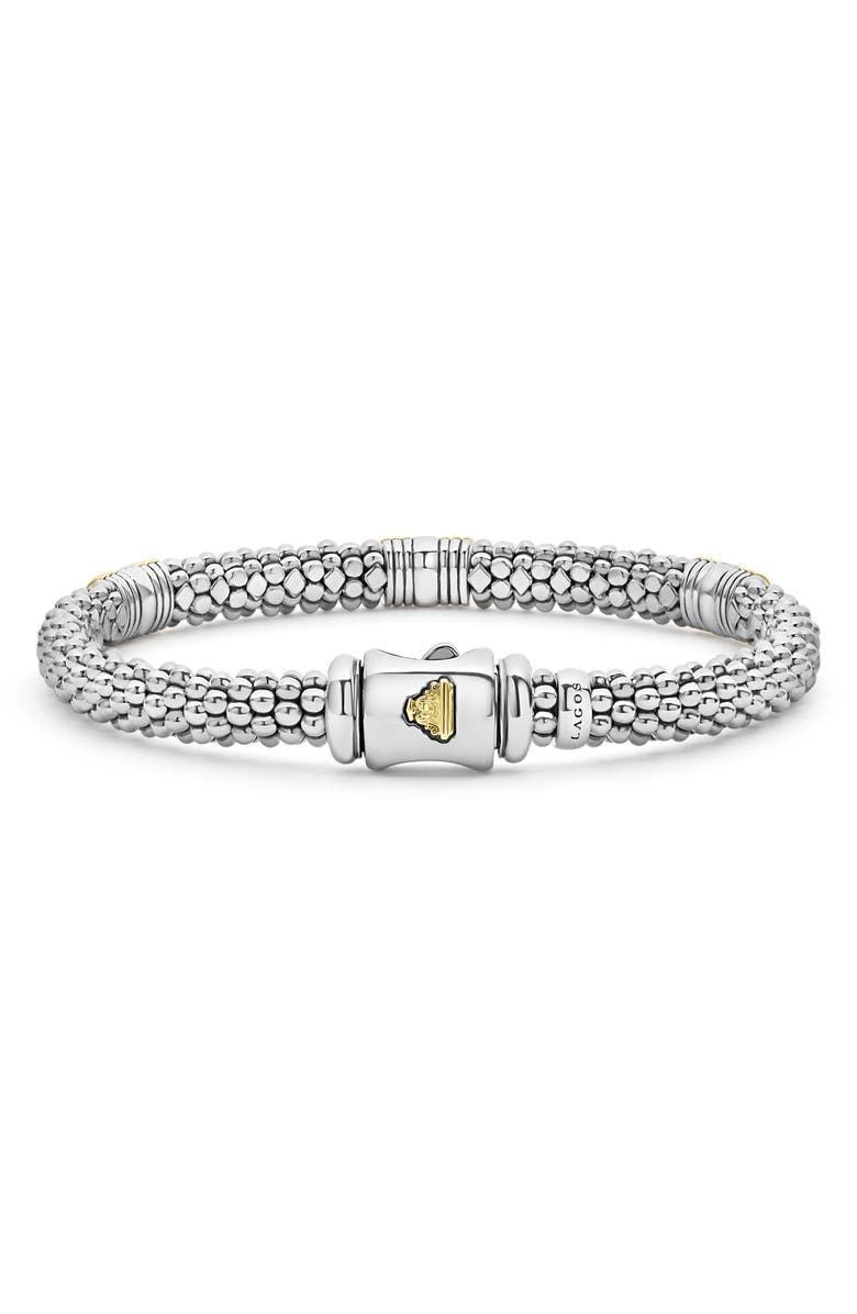 LAGOS Signature Caviar Diamond Station Bracelet, Alternate, color, Two-Tone