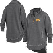 PRESSBOX Women's Pressbox Black Iowa Hawkeyes Northfork Sojourn Poncho Quarter-Zip Sweatshirt