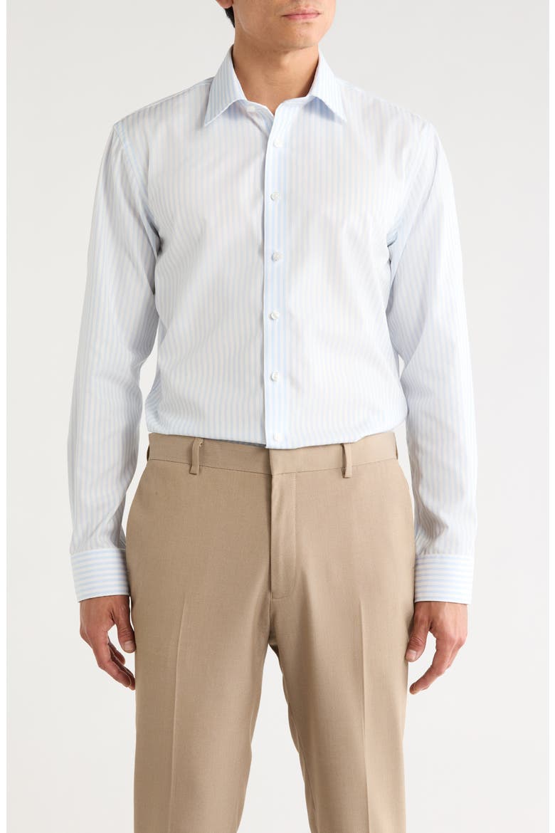 Premium Trim Fit Dress Shirt, Main, color, BLUE ADIGE STRIPE