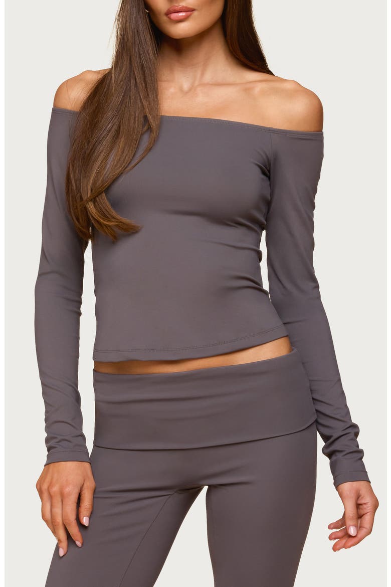 Tezia Off the Shoulder Long Sleeve Top, Main, color, GRAY