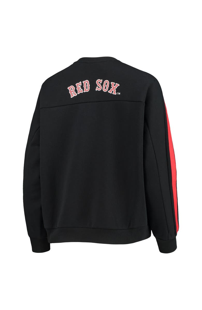 THE WILD COLLECTIVE Women's The Wild Collective Black Boston Red Sox Perforated Logo Pullover Sweatshirt, Alternate, color, 