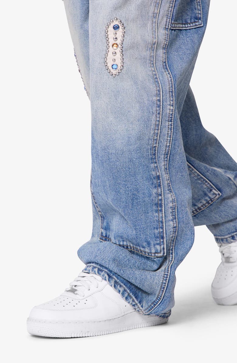 mnml Western Jewel Baggy Carpenter Jeans, Alternate, color, Blue