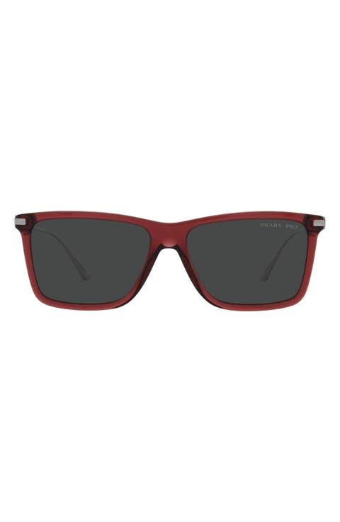 58mm Polarized Rectangular Sunglasses