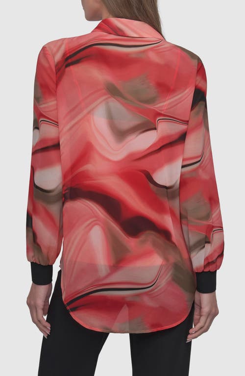 Dkny Abstract Print Chiffon Button-up Shirt