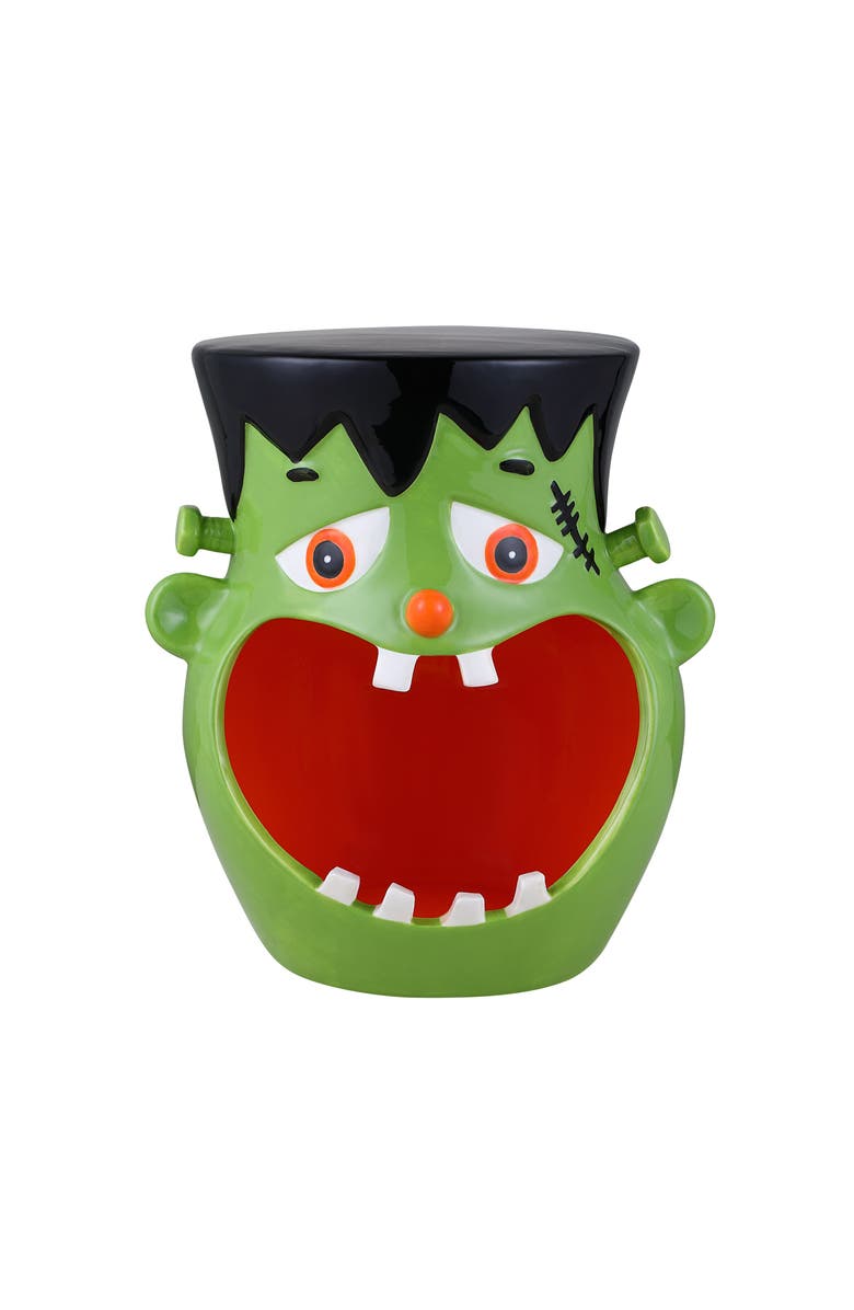 Mr. Halloween 11.5 in. Motion Activated Ceramic Frankenstein Candy Bowl, Main, color, Multicolor