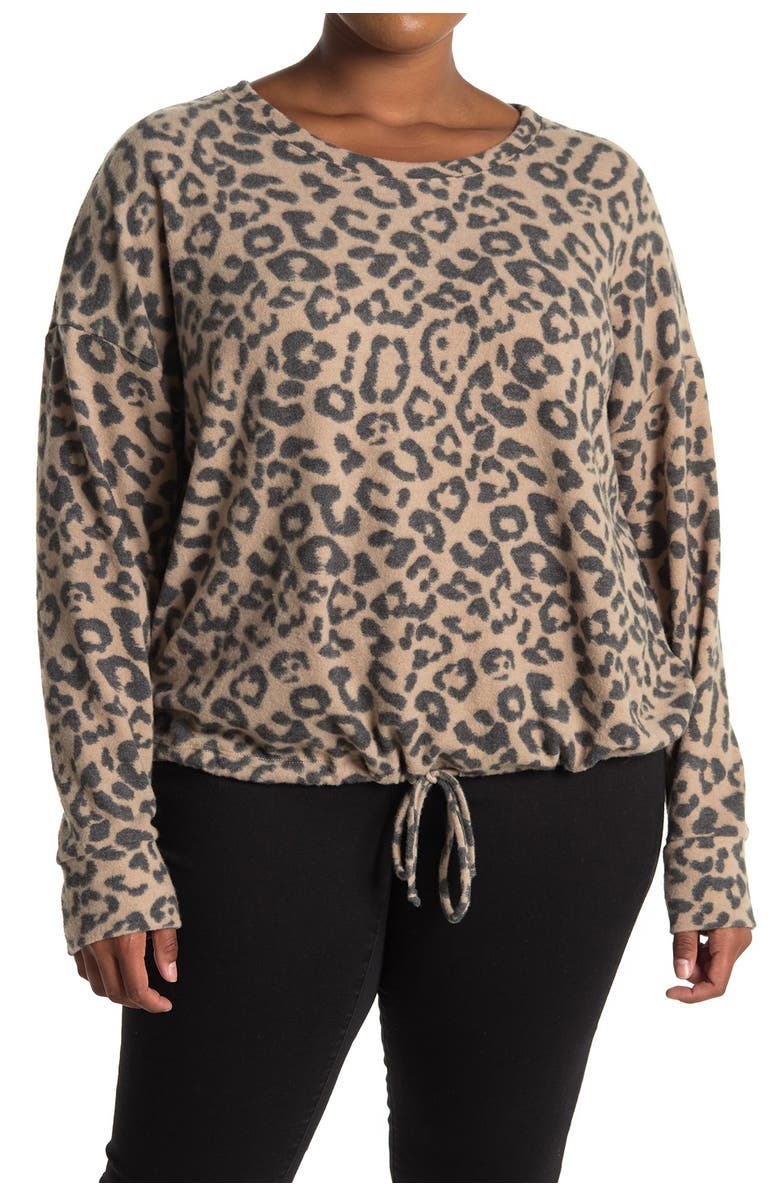 Socialite Long Sleeve Leopard Print Cozy Pullover Sweater, Main, color, 