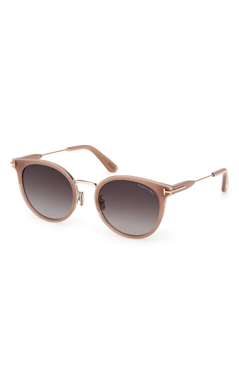 TOM FORD 54mm Round Sunglasses, Alternate, color, Beige Rose Gold / Grad Smoke