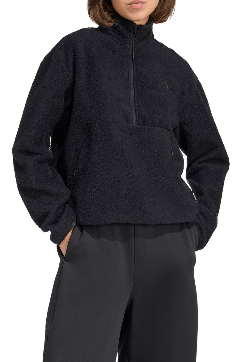 Climawarm High Pile Fleece Half Zip Pullover, Main, color, BLACK