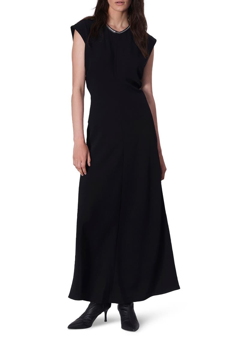 Marie Studded Crepe Maxi Dress, Main, color, BLK