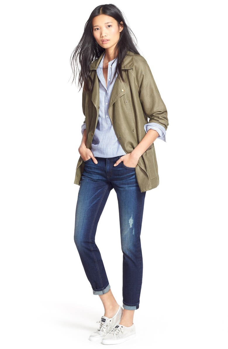 Caslon<sup>®</sup> Bib Front Mix Stripe Shirt, Alternate, color,