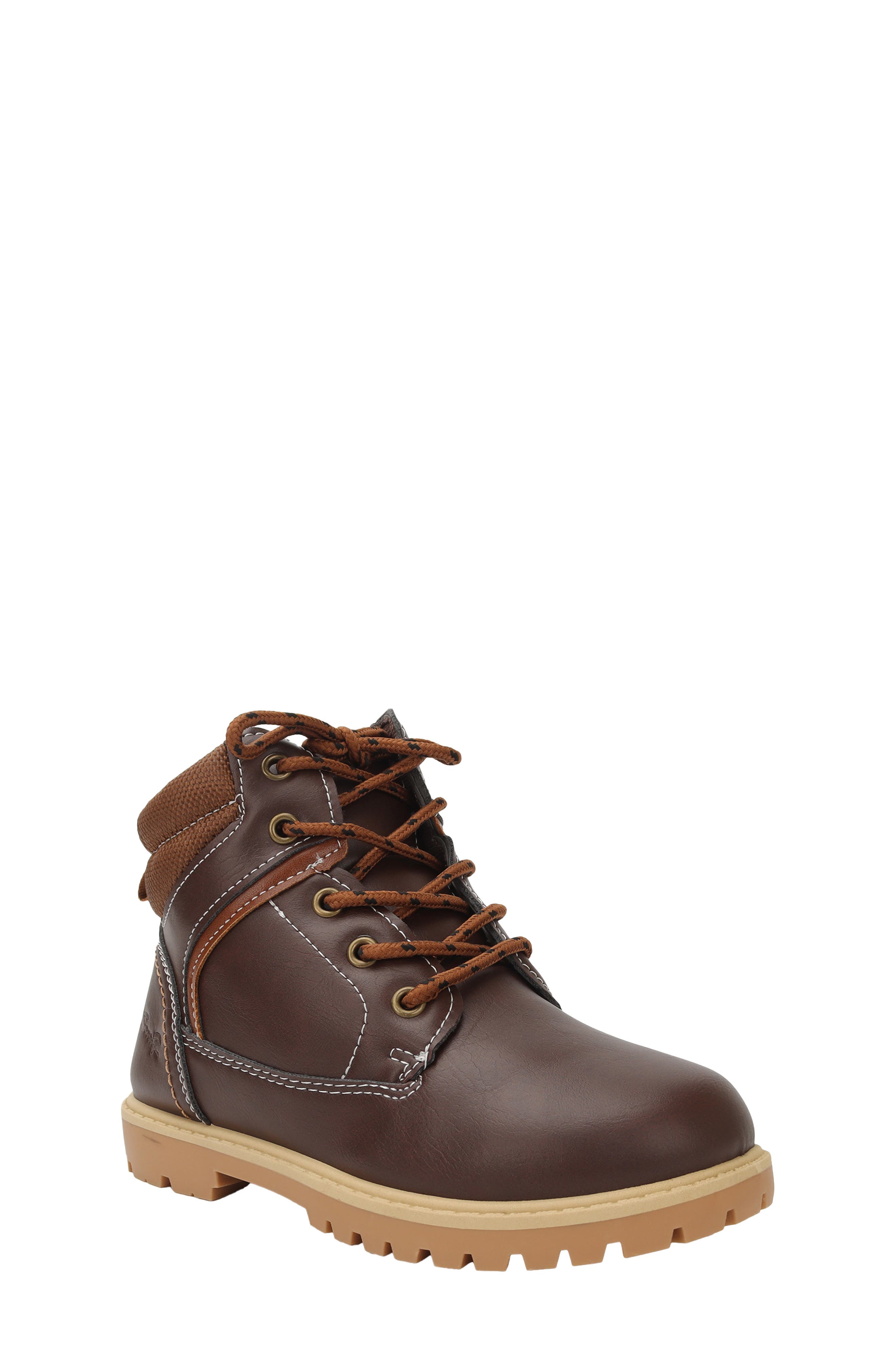 Kids' Allison Faux Leather Combat Boot, Main, color, BROWN
