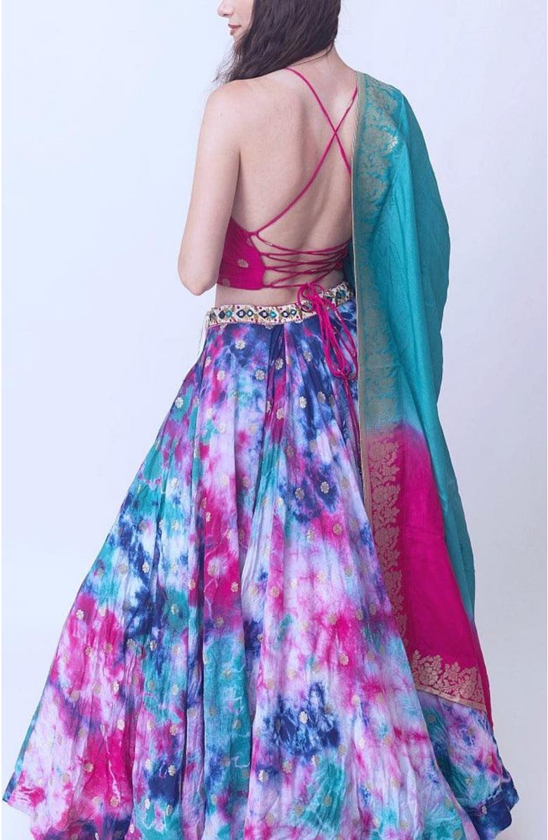 RAAS Maya Hand Tie-Dye Lehenga Choli, Alternate, color, Light Pink Multi