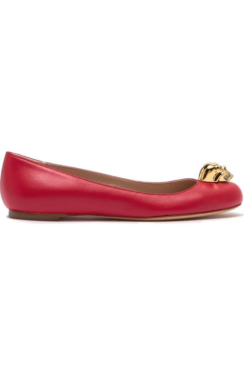 McQueen Skull Accent Leather Flat, Alternate, color,