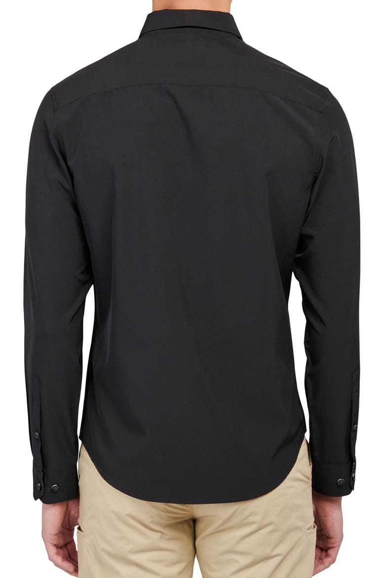 Slim Fit Solid 4-Way Stretch Performance Long Sleeve Shirt, Alternate, color, BLACK
