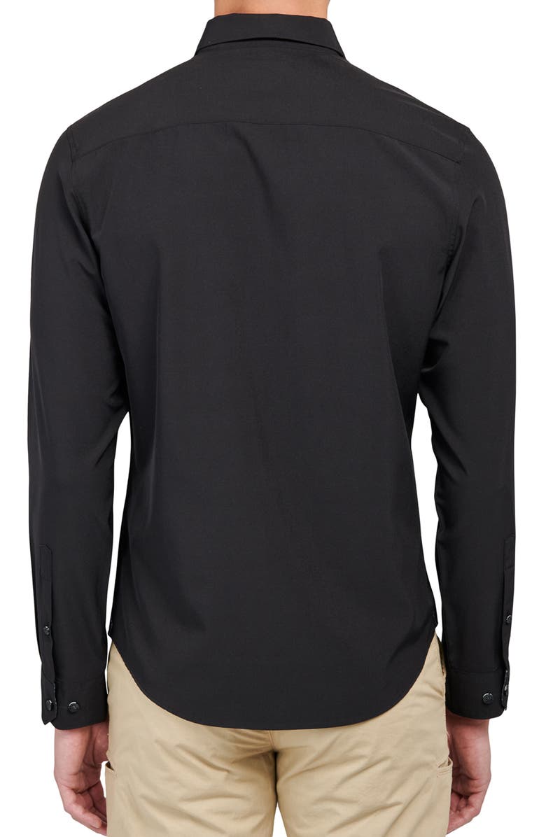 Brooklyn Brigade Slim Fit Solid 4-Way Stretch Performance Long Sleeve Shirt, Alternate, color, Black