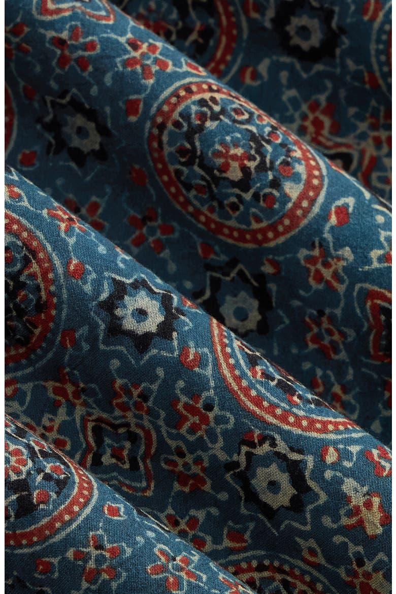 Medallion Print Short Sleeve Cotton Button-Down Shirt, Alternate, color, BLUESPICE