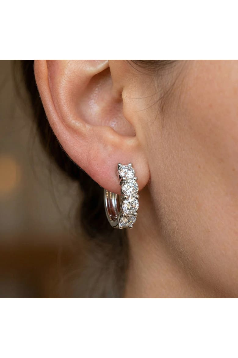 2Ct Diamond Hoops Small 14k or Gold Lab Grown 5/8" Tall, Alternate, color, 14k Yellow Gold