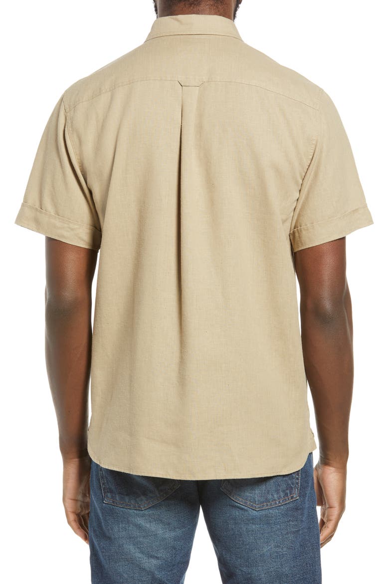 Fjällraven Ovik Travel Short Sleeve Button-Up Shirt, Alternate, color, SAND STONE