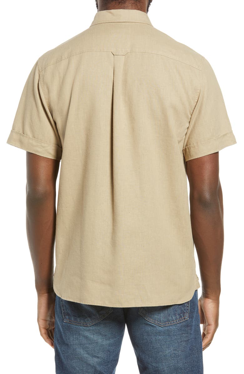 Fjällräven Ovik Travel Short Sleeve Button-Up Shirt, Alternate, color, Sand Stone