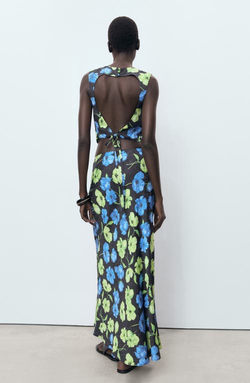 Mango Floral Print Maxi Skirt In Black