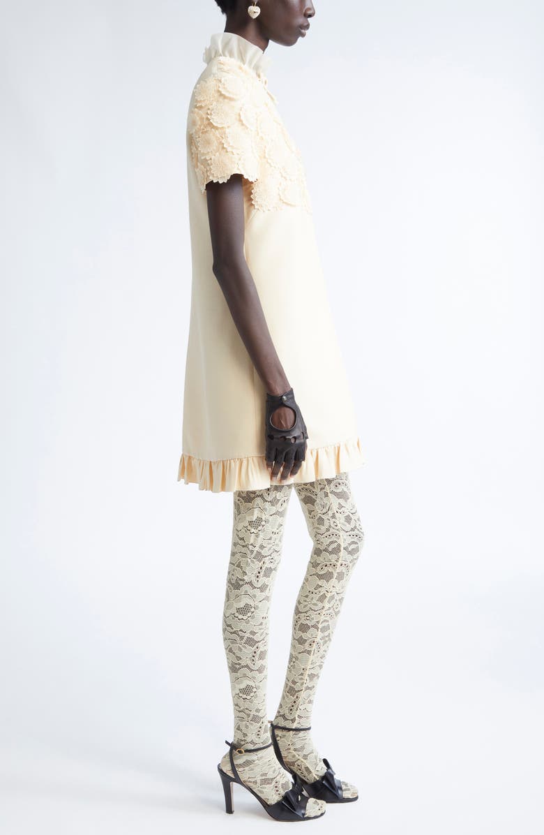 Valentino Garavani Floral Appliqué Crepe Couture Minidress, Alternate, color, Nude