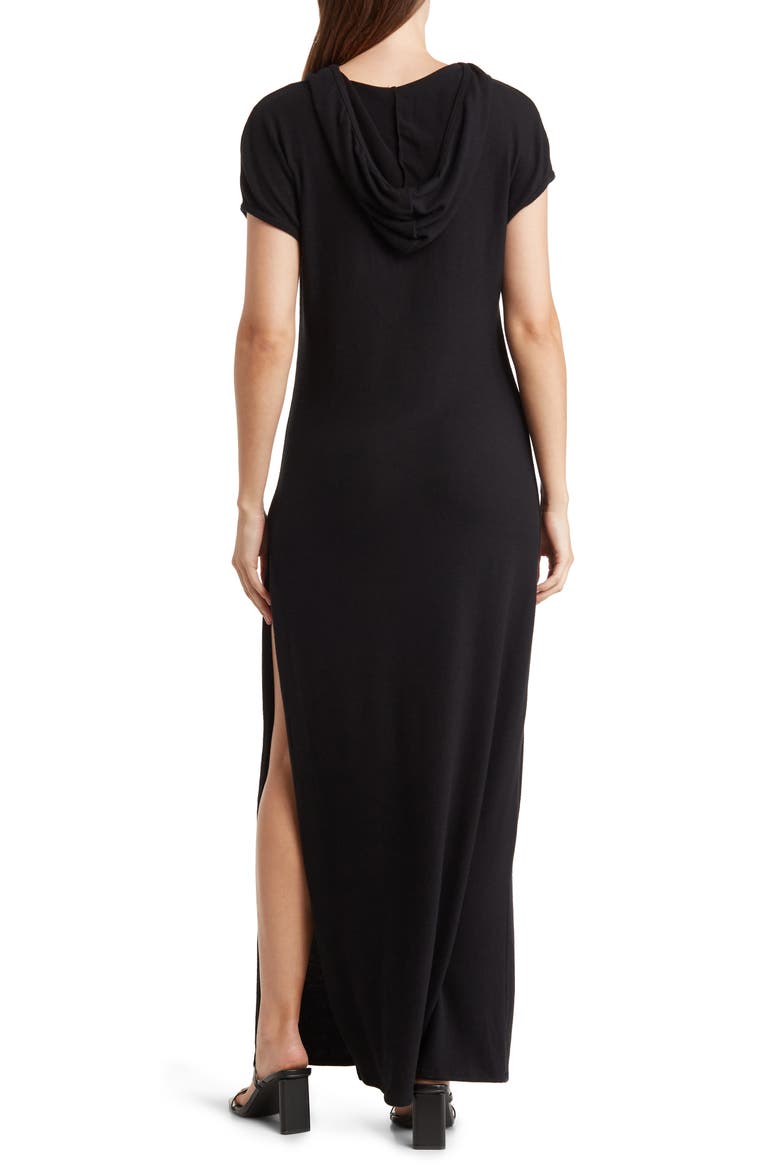 Short Sleeve Hoodie Dress, Alternate, color, BLACK