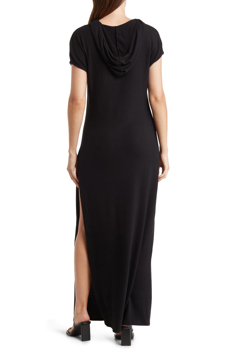 GO COUTURE Short Sleeve Hoodie Dress, Alternate, color, Black