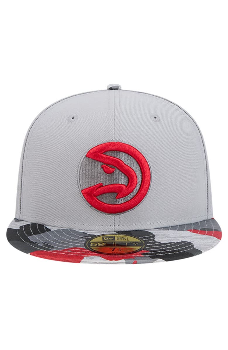 New Era Men's New Era Gray Atlanta Hawks Active Color Camo Visor 59FIFTY Fitted Hat, Alternate, color, Gray