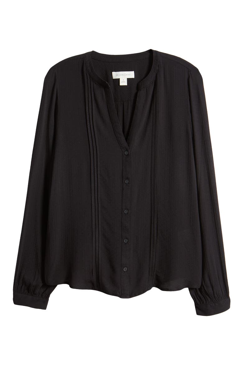 Pleated Long Sleeve Peasant Blouse, Alternate, color, BLACK