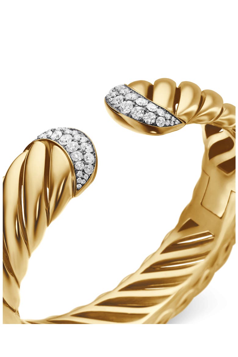Sculpted Cable 18K Gold & Pavé Diamond Cuff Bracelet, Alternate, color, DIAMOND/ YELLOW GOLD