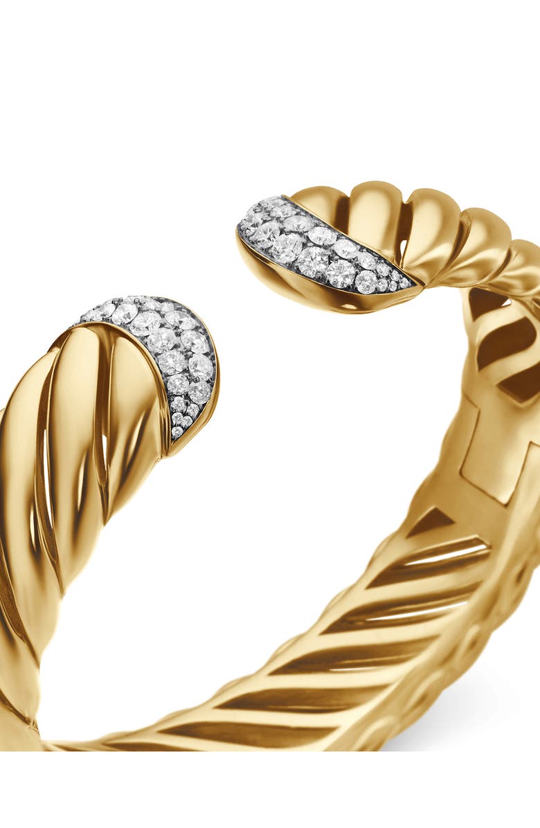 David Yurman Sculpted Cable 18K Gold & Pavé Diamond Cuff Bracelet, Alternate, color, Diamond/ Yellow Gold